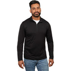 Izu Everything Eco Stretch Quarter Zip for Men Embroidery - Black - Front