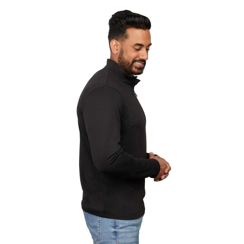 Izu Everything Eco Stretch Quarter Zip for Men Transfer - Black - Right Side On Model