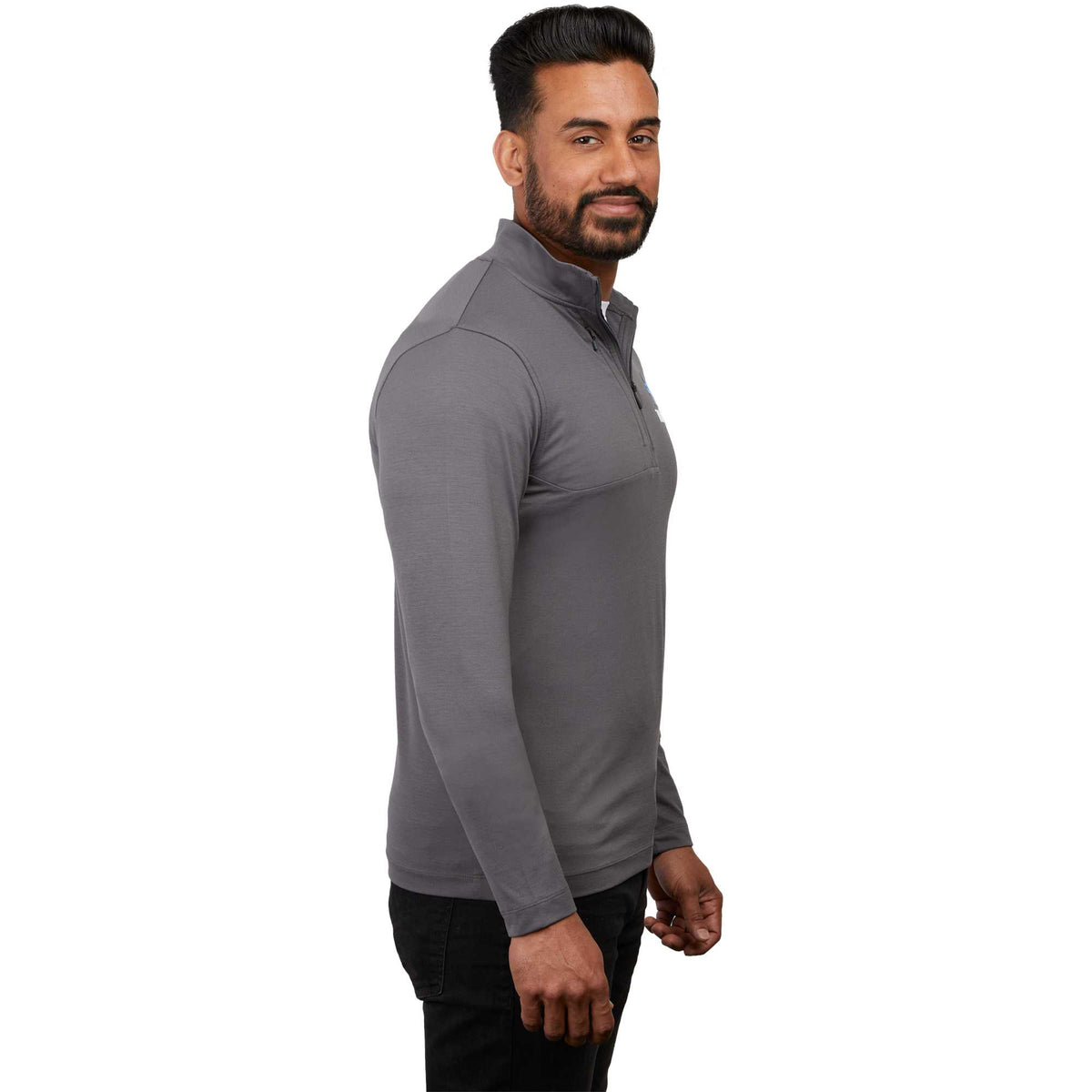 Izu Everything Eco Stretch Quarter Zip for Men Transfer - Charcoal - Right Side