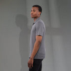 Izu Everything Performance Eco Polo for Men Transfer - Charcoal - Left Side On Model