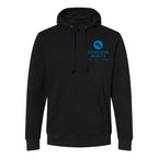 J. America Men's Gaiter Fleece Hooded Sweatshirt Embroidery - Black - Front