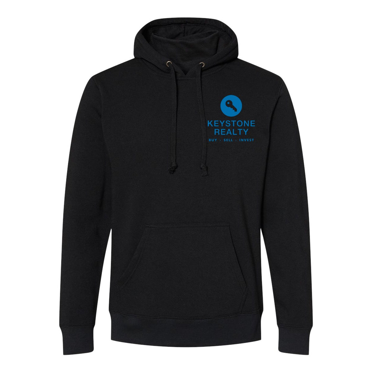 J. America Men's Gaiter Fleece Hooded Sweatshirt Embroidery - Black - Front