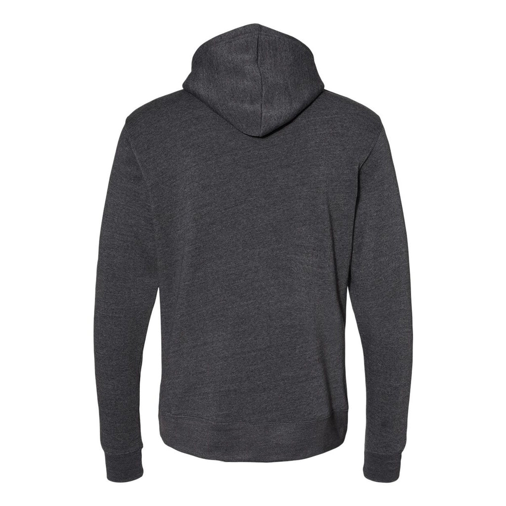 J. America Men's Gaiter Fleece Hooded Sweatshirt Embroidery - Black Heather - Back