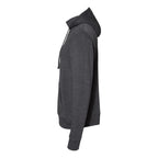 J. America Men's Gaiter Fleece Hooded Sweatshirt Embroidery - Black Heather - Direct Side
