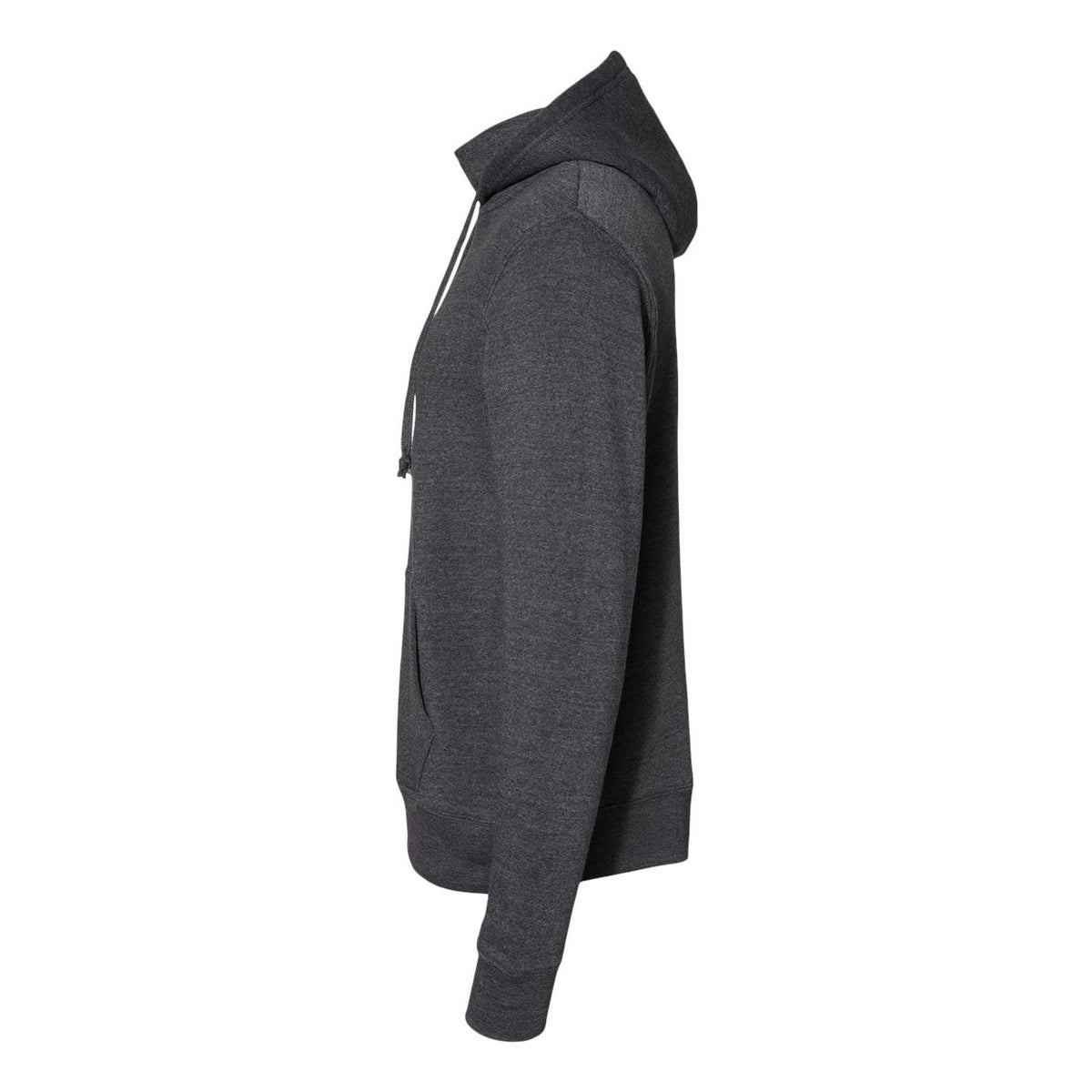 J. America Men's Gaiter Fleece Hooded Sweatshirt Embroidery - Black Heather - Direct Side