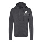 J. America Men's Gaiter Fleece Hooded Sweatshirt Embroidery - Black Heather - Front