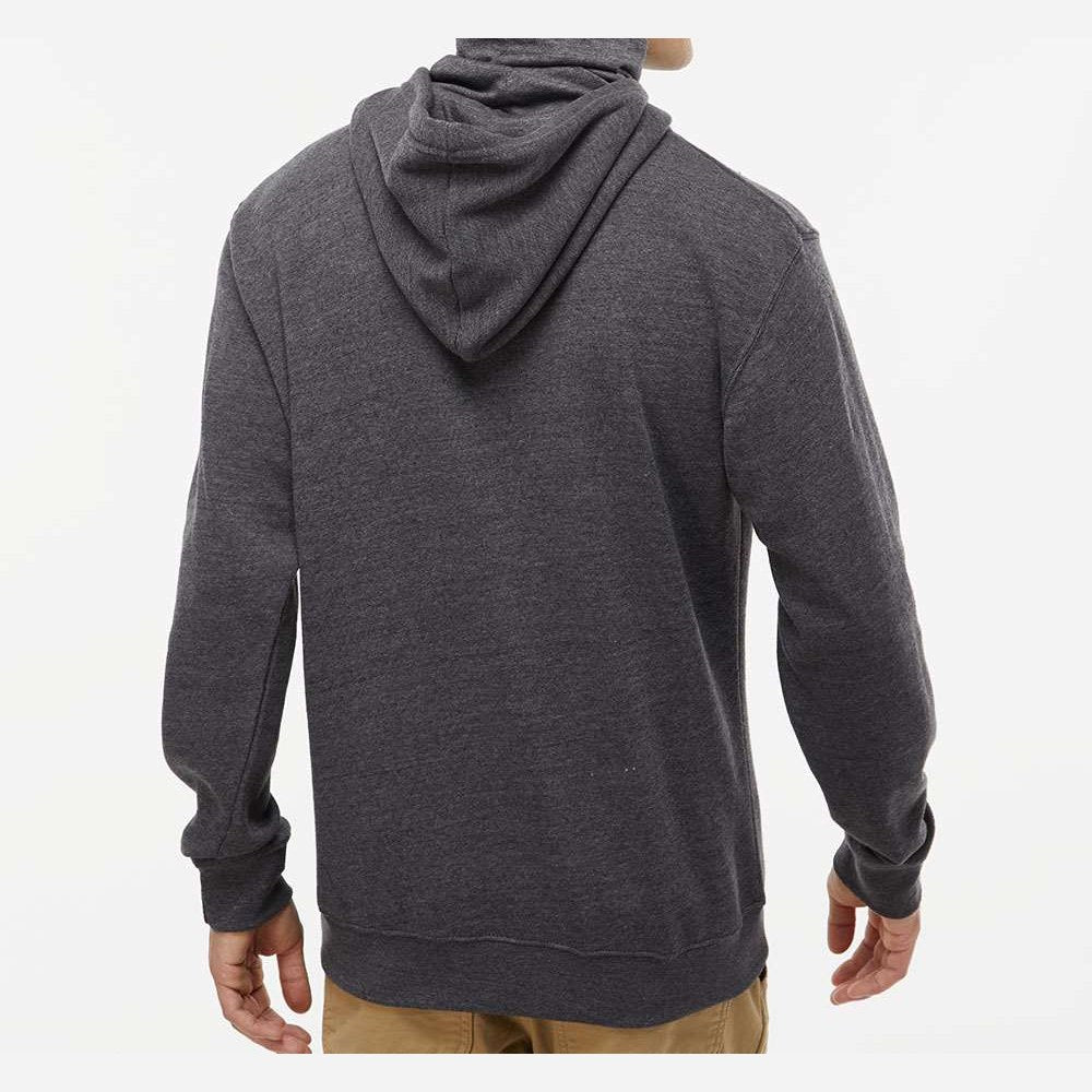 J. America Men's Gaiter Fleece Hooded Sweatshirt Embroidery - Black Heather - On Model Back