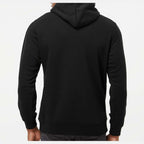 J. America Men's Gaiter Fleece Hooded Sweatshirt Embroidery - Black - On Model Back