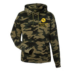 J. America Men's Gaiter Fleece Hooded Sweatshirt Embroidery - Camo Heather - Front