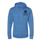 J. America Men's Gaiter Fleece Hooded Sweatshirt Embroidery - Cool Royal Heather - Front