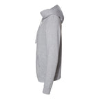 J. America Men's Gaiter Fleece Hooded Sweatshirt Embroidery - Grey Heather - Direct Side
