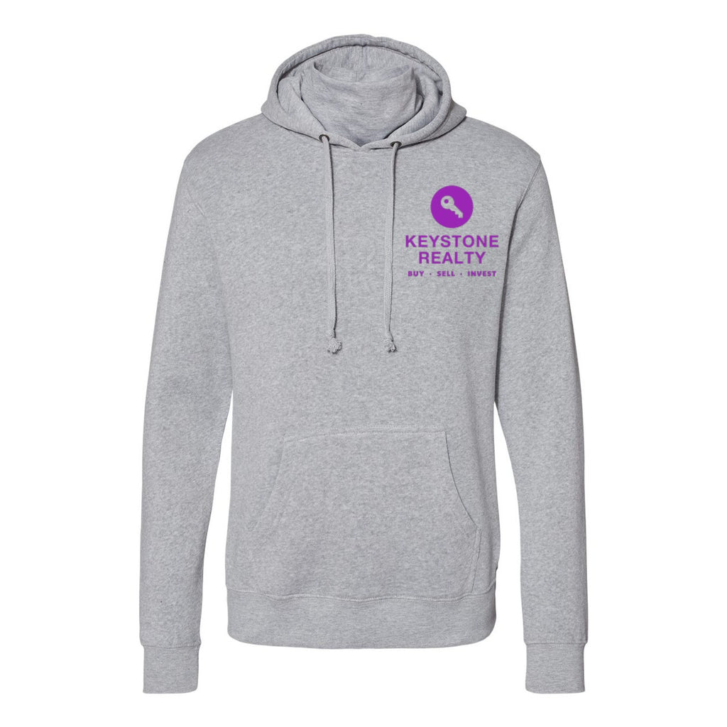 J. America Men's Gaiter Fleece Hooded Sweatshirt Embroidery - Grey Heather - Front
