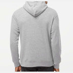 J. America Men's Gaiter Fleece Hooded Sweatshirt Embroidery - Grey Heather - On Model Back