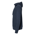 J. America Men's Gaiter Fleece Hooded Sweatshirt Embroidery - True Navy Heather - Direct Side