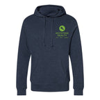 J. America Men's Gaiter Fleece Hooded Sweatshirt Embroidery - True Navy Heather - Front
