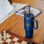 Jackson Intrepid Recycled Stainless Steel Tumbler, 40 oz - Navy - Lifestyle_Silkscreen