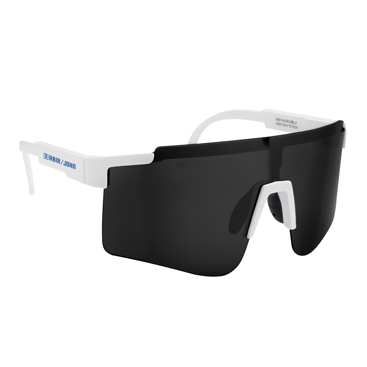 Jagger Sunglasses with Recycled Frames - White with Black - Pad Print