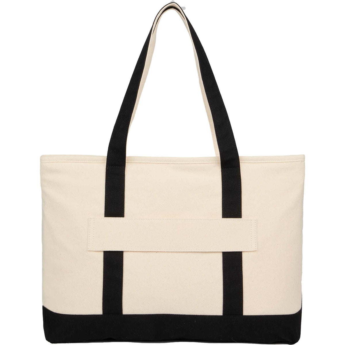 Jane Recycled Canvas Tote with Turn-Lock Buckle, 12 oz - Black - Back