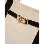 Jane Recycled Canvas Tote with Turn-Lock Buckle, 12 oz - Black - Detail 2