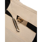Jane Recycled Canvas Tote with Turn-Lock Buckle, 12 oz - Black - Detail