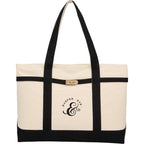 Jane Recycled Canvas Tote with Turn-Lock Buckle, 12 oz - Black - Front