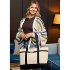 Jane Recycled Canvas Tote with Turn-Lock Buckle, 12 oz - Black - On Model 3