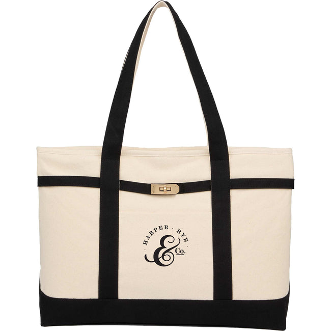 Jane Recycled Canvas Tote with Turn-Lock Buckle, 12 oz Embroidery