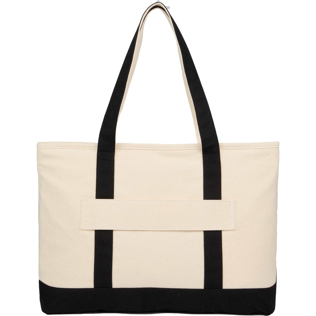 Jane Recycled Canvas Tote with Turn-Lock Buckle, 12 oz Transfer - Black - Back