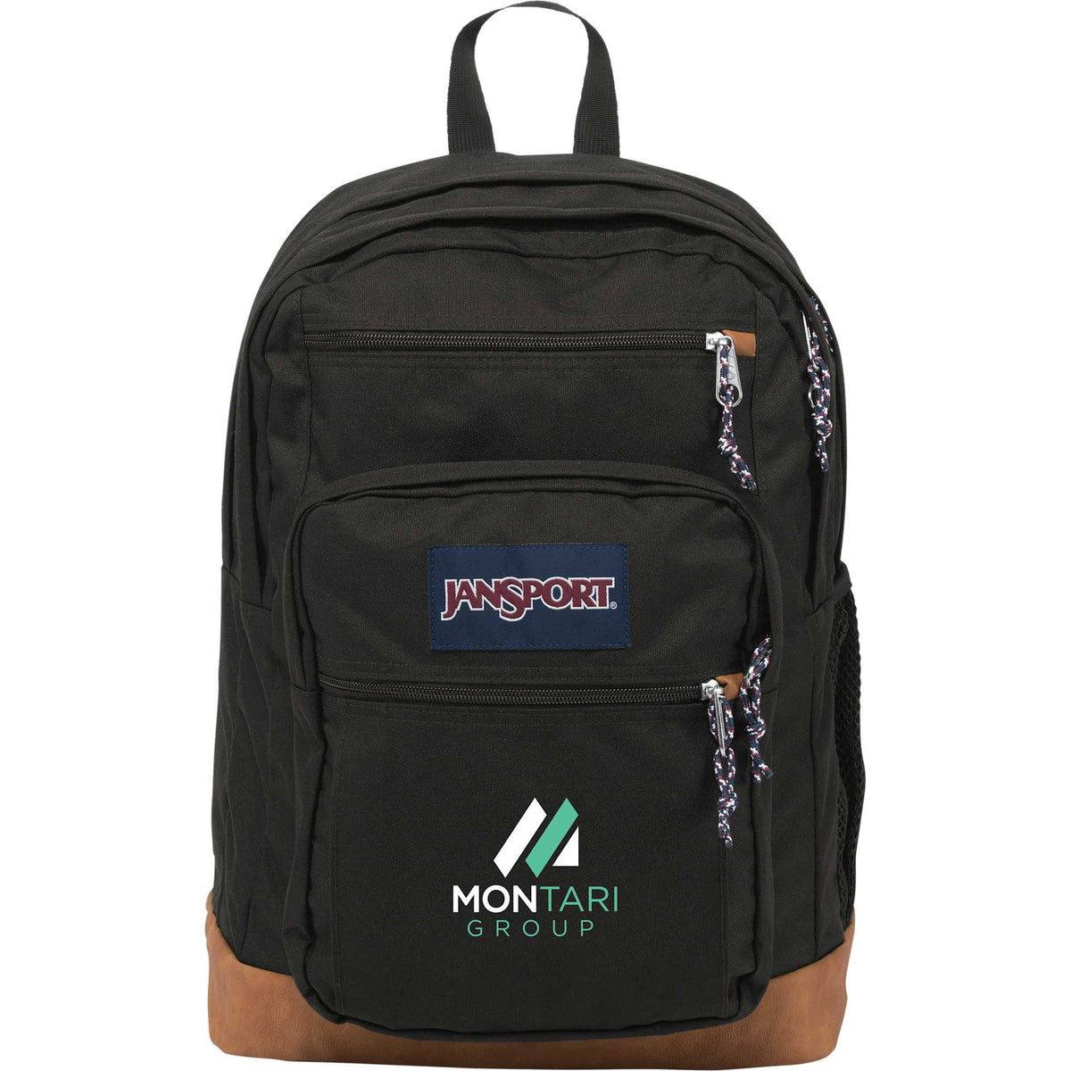 JanSport Cool Student Backpack with Synthetic Leather Trim Transfer - Black - Front