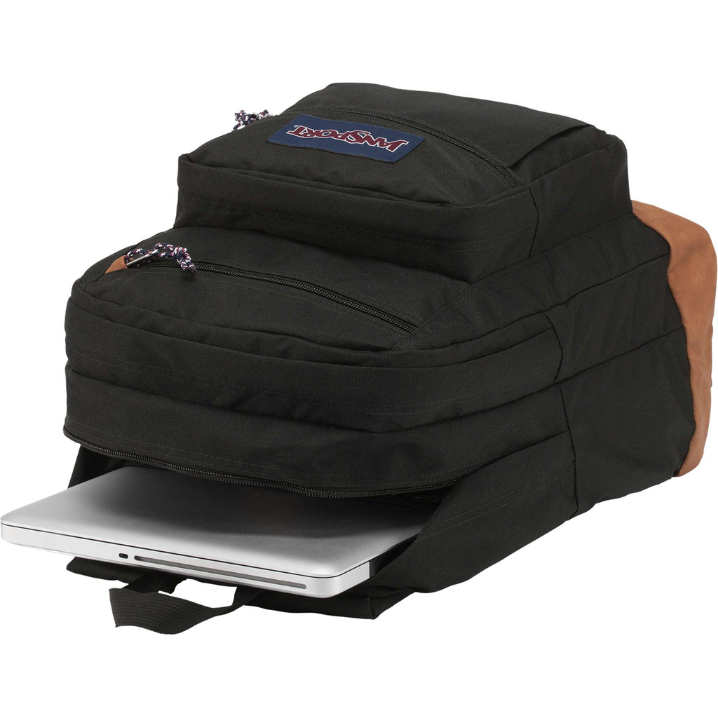 JanSport Cool Student Backpack with Synthetic Leather Trim Transfer - Black - Right Angle