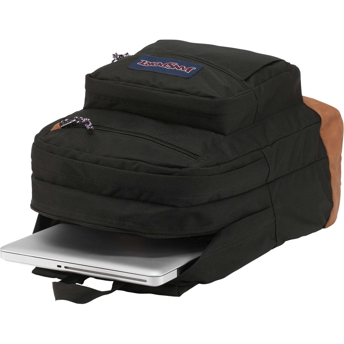 JanSport Cool Student Backpack with Synthetic Leather Trim Transfer - Black - Right Angle