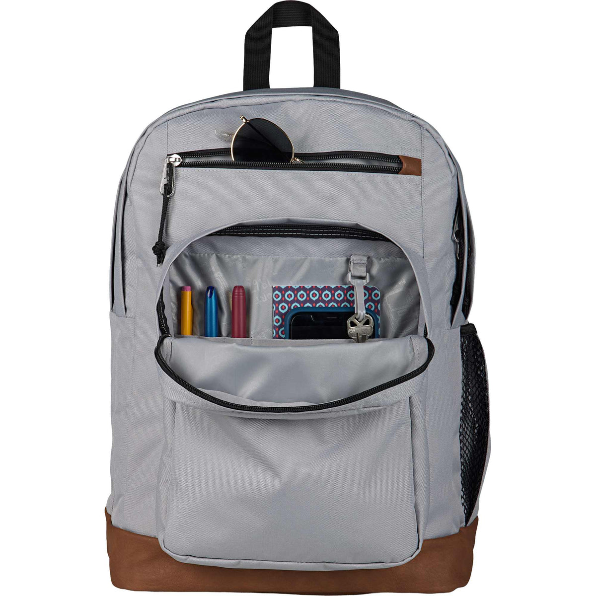 JanSport Cool Student Backpack with Synthetic Leather Trim Transfer - Light Gray - Detail 2