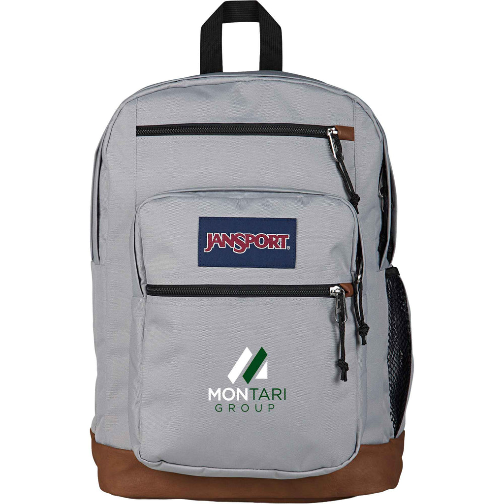 JanSport Cool Student Backpack with Synthetic Leather Trim Transfer - Light Gray - Front