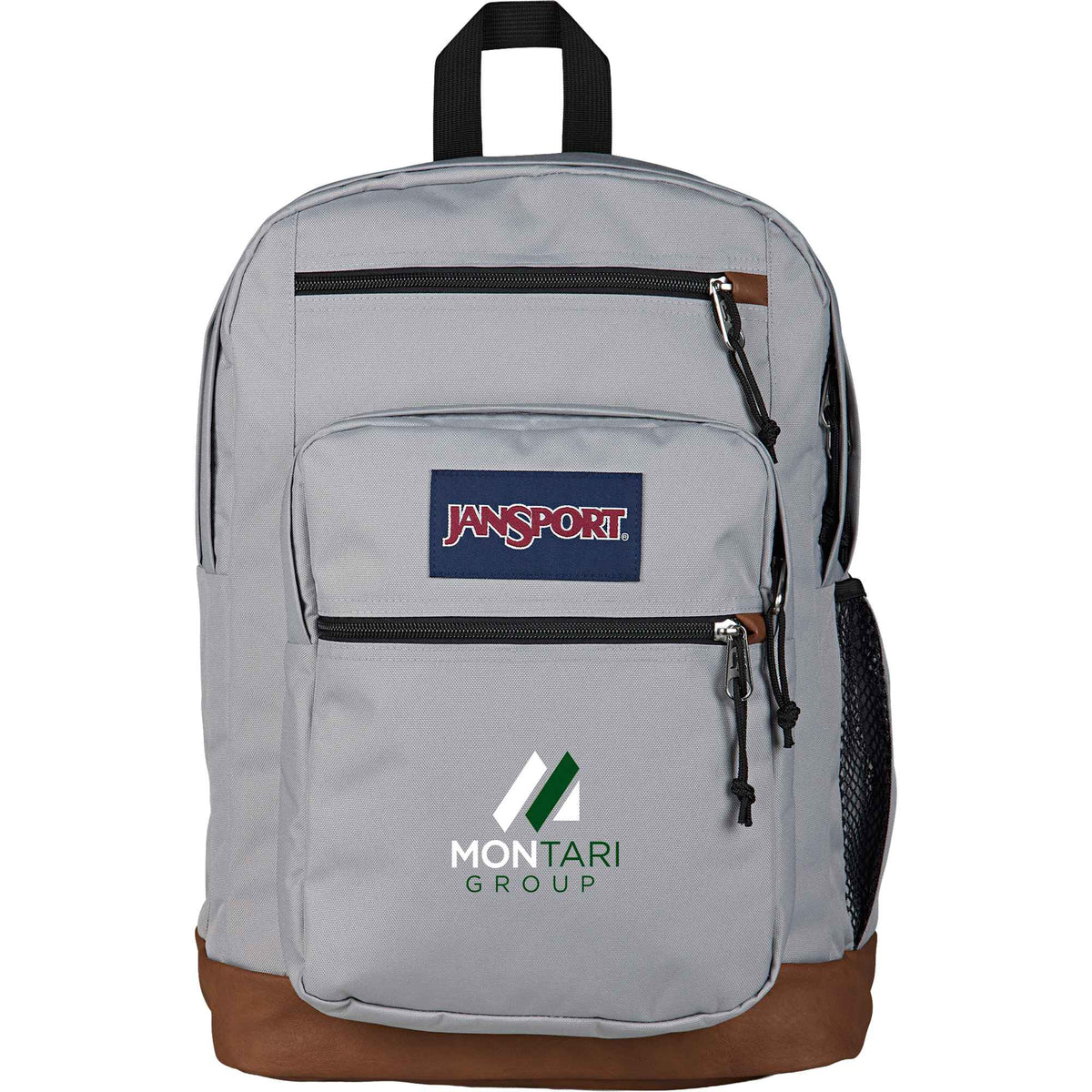 JanSport Cool Student Backpack with Synthetic Leather Trim Transfer - Light Gray - Front