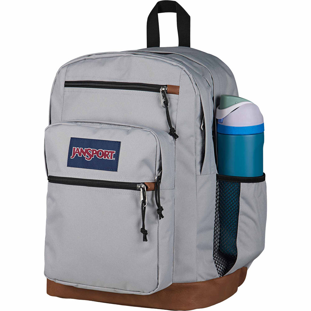JanSport Cool Student Backpack with Synthetic Leather Trim Transfer - Light Gray - Left Angle 2