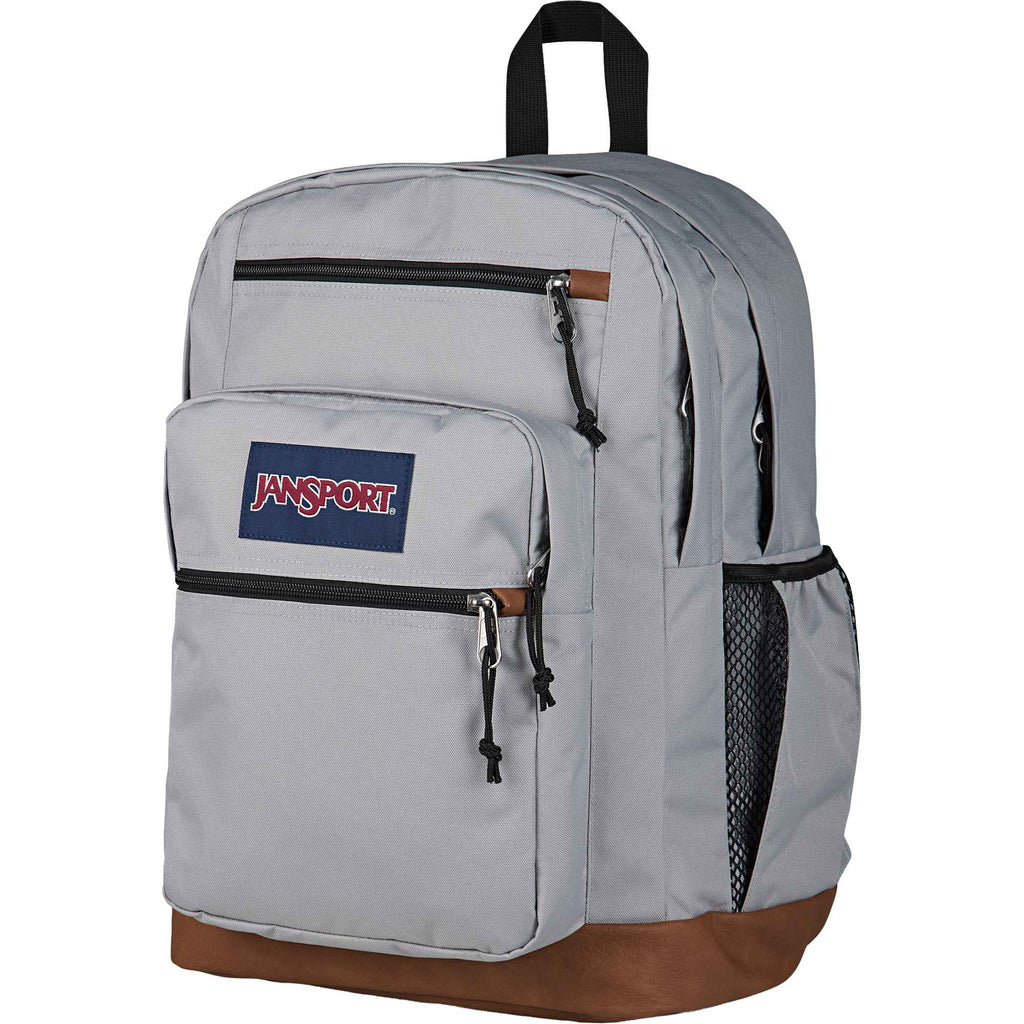 JanSport Cool Student Backpack with Synthetic Leather Trim Transfer - Light Gray - Left Angle