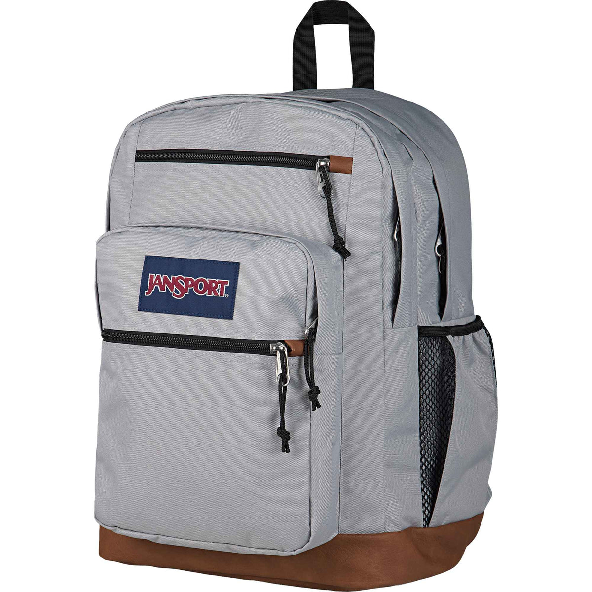 JanSport Cool Student Backpack with Synthetic Leather Trim Transfer - Light Gray - Left Angle
