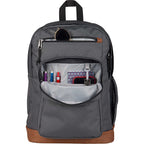 JanSport Cool Student Backpack with Synthetic Leather Trim Transfer - Smokey Grit - Front 3