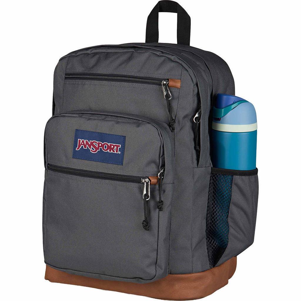 JanSport Cool Student Backpack with Synthetic Leather Trim Transfer - Smokey Grit - Left Angle 2