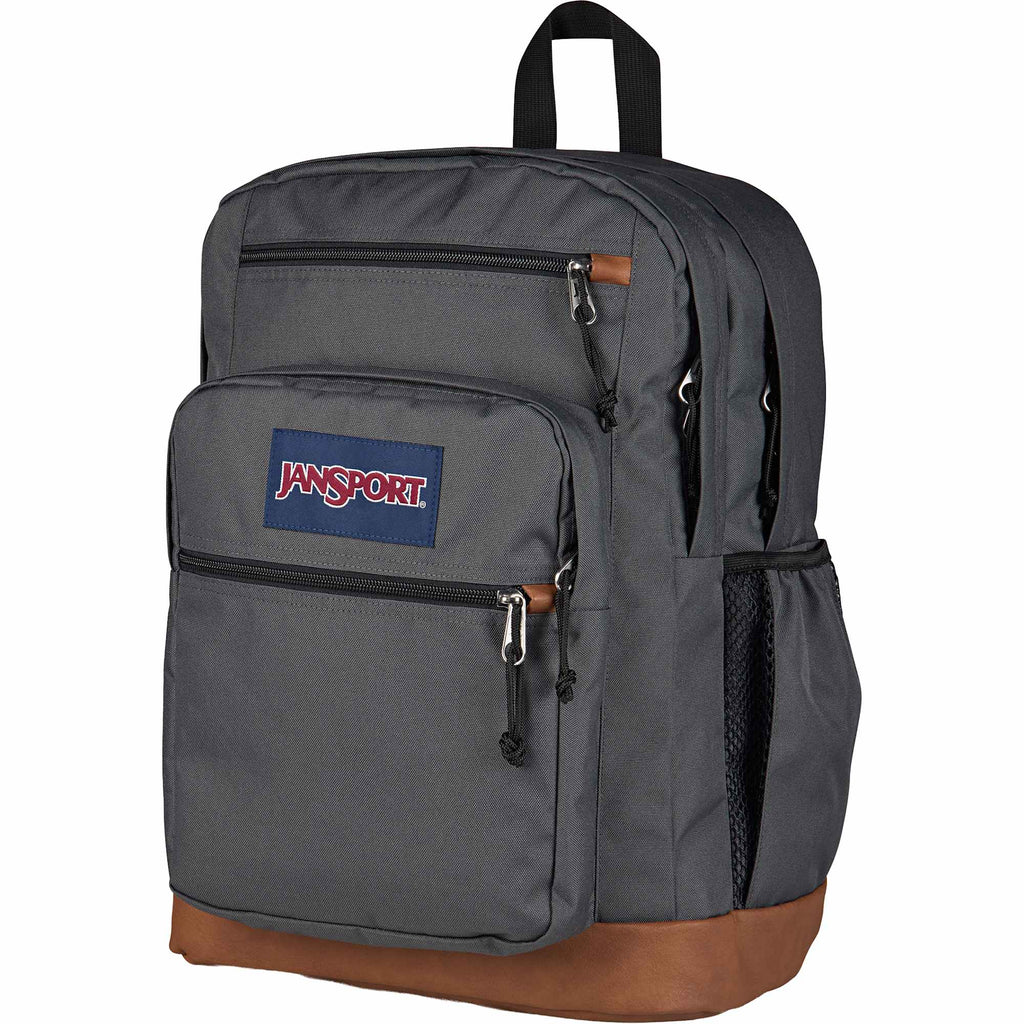 JanSport Cool Student Backpack with Synthetic Leather Trim Transfer - Smokey Grit - Left Angle