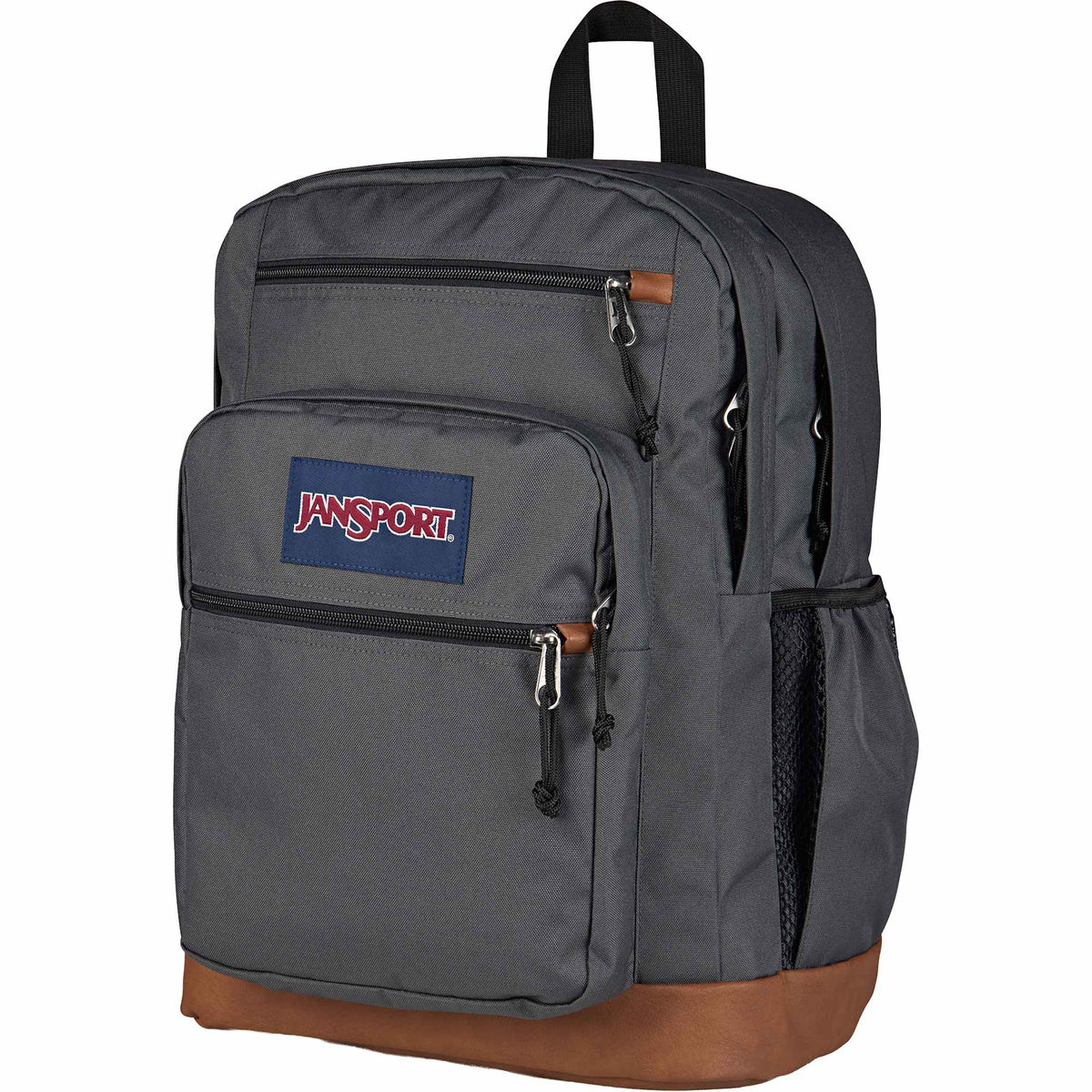 JanSport Cool Student Backpack with Synthetic Leather Trim Transfer - Smokey Grit - Left Angle
