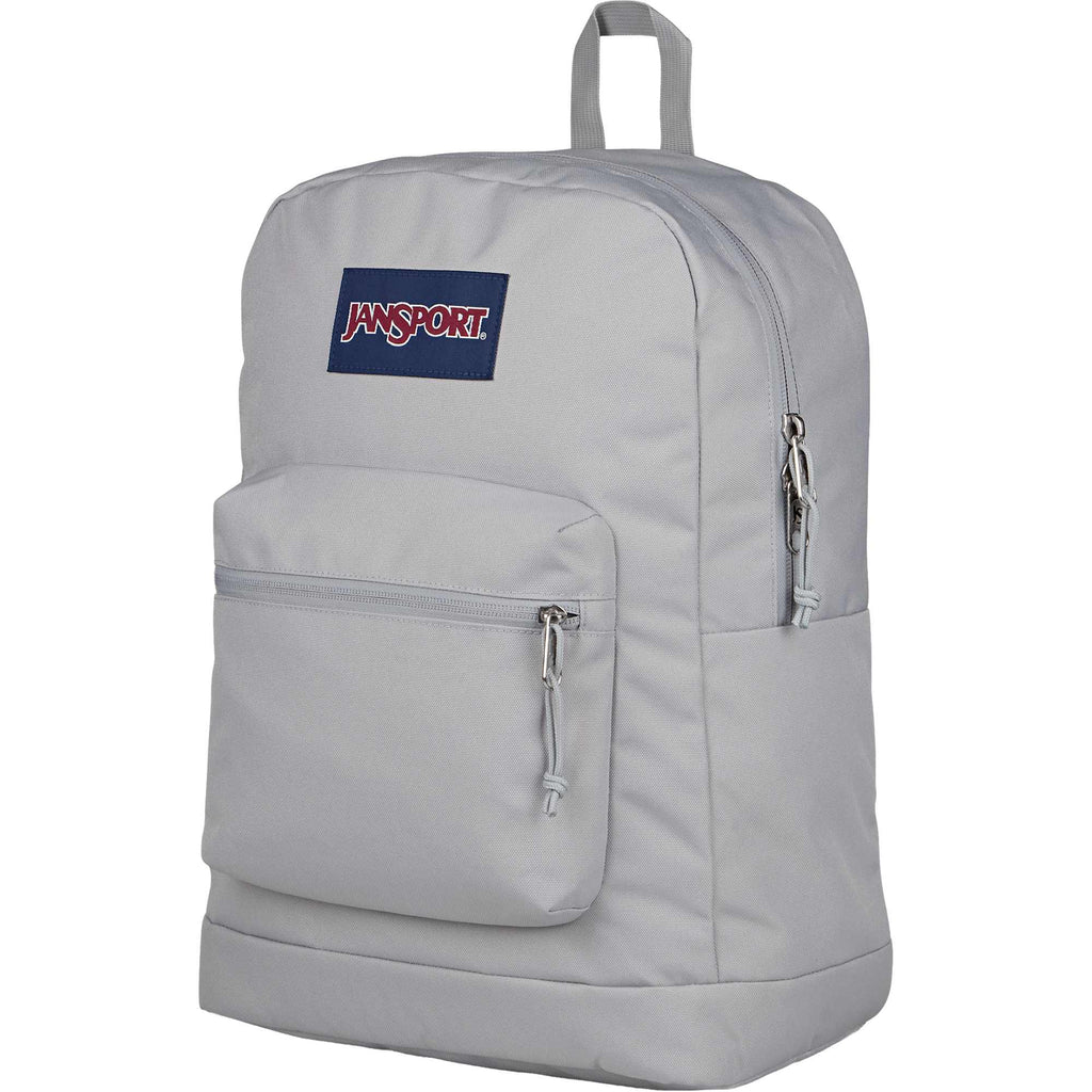 JanSport Cross Town Plus Laptop Backpack, 15 Inch Embroidery - Gray - Left Angle