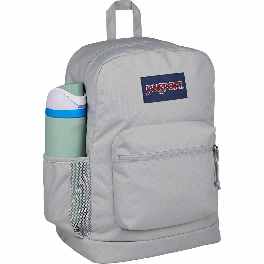JanSport Cross Town Plus Laptop Backpack, 15 Inch Embroidery - Gray - Right Angle