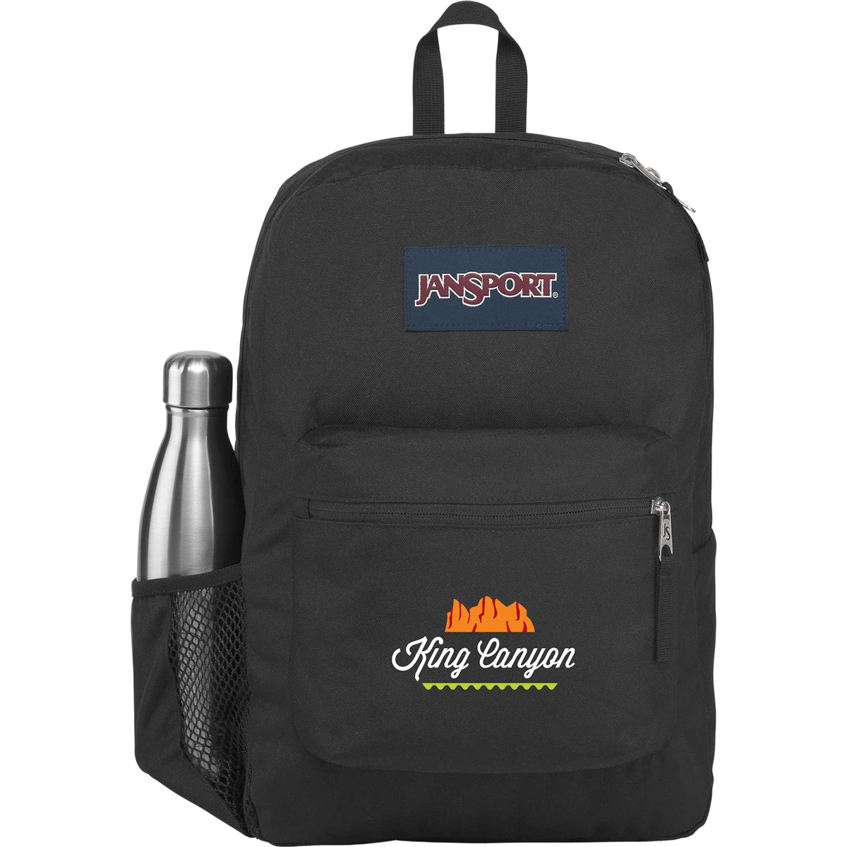 JanSport Cross Town Plus Laptop Backpack, 15 Inch Transfer - Black - Front
