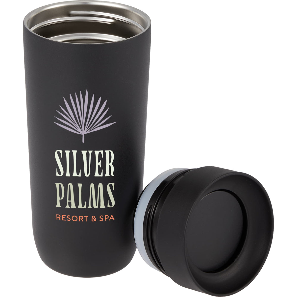 Jared Tumbler with 360 Degree Sip Lid, 16 oz Laser Engraving - Black - Detail