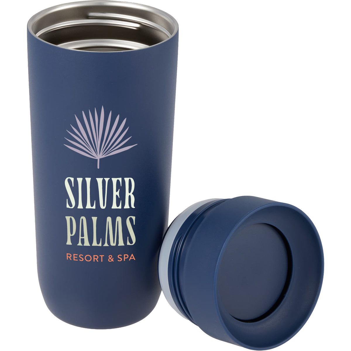 Jared Tumbler with 360 Degree Sip Lid, 16 oz Laser Engraving - Navy - Detail