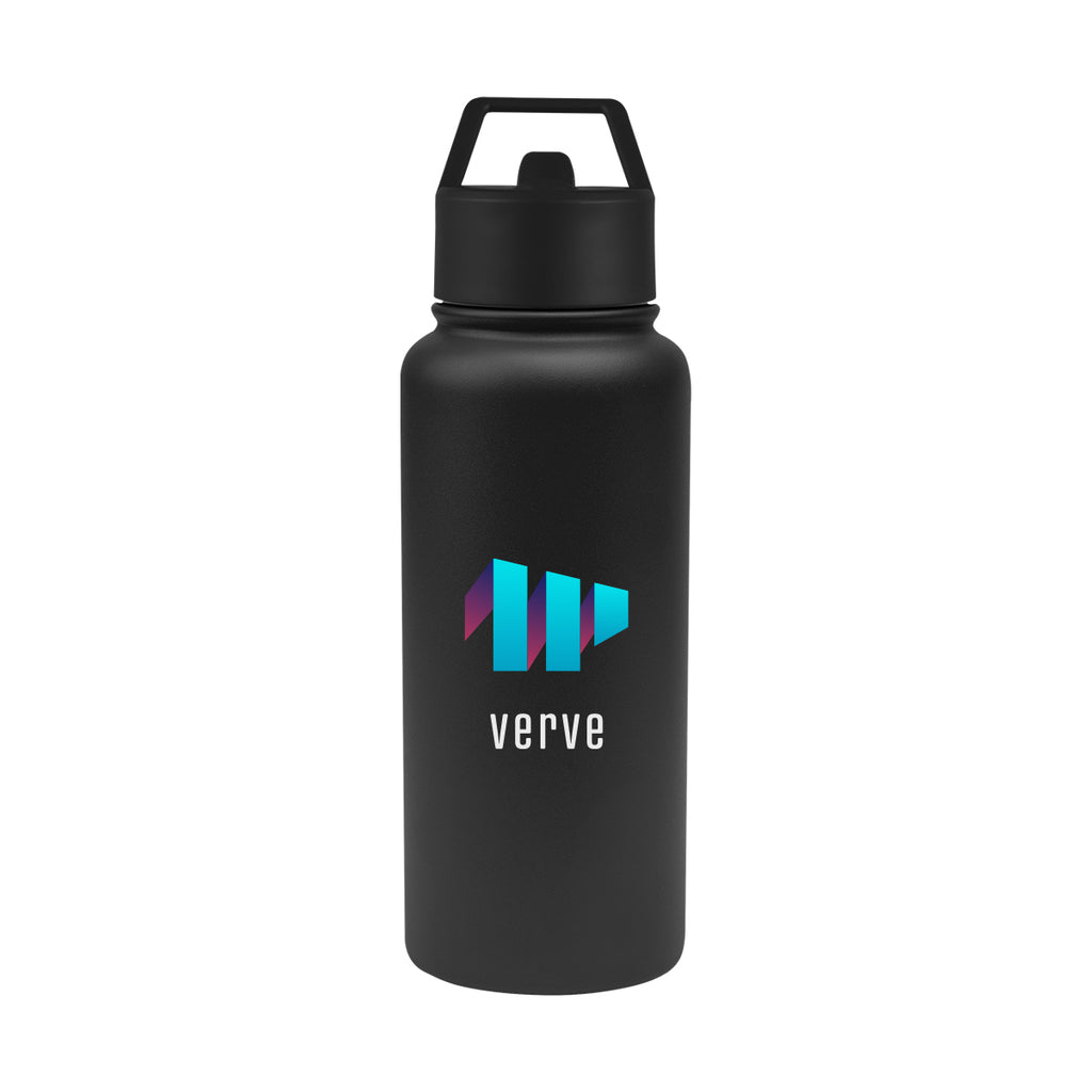 Jasper Recycled Stainless Steel Bottle, 32 oz Laser Engraving - Black - Colorbrite