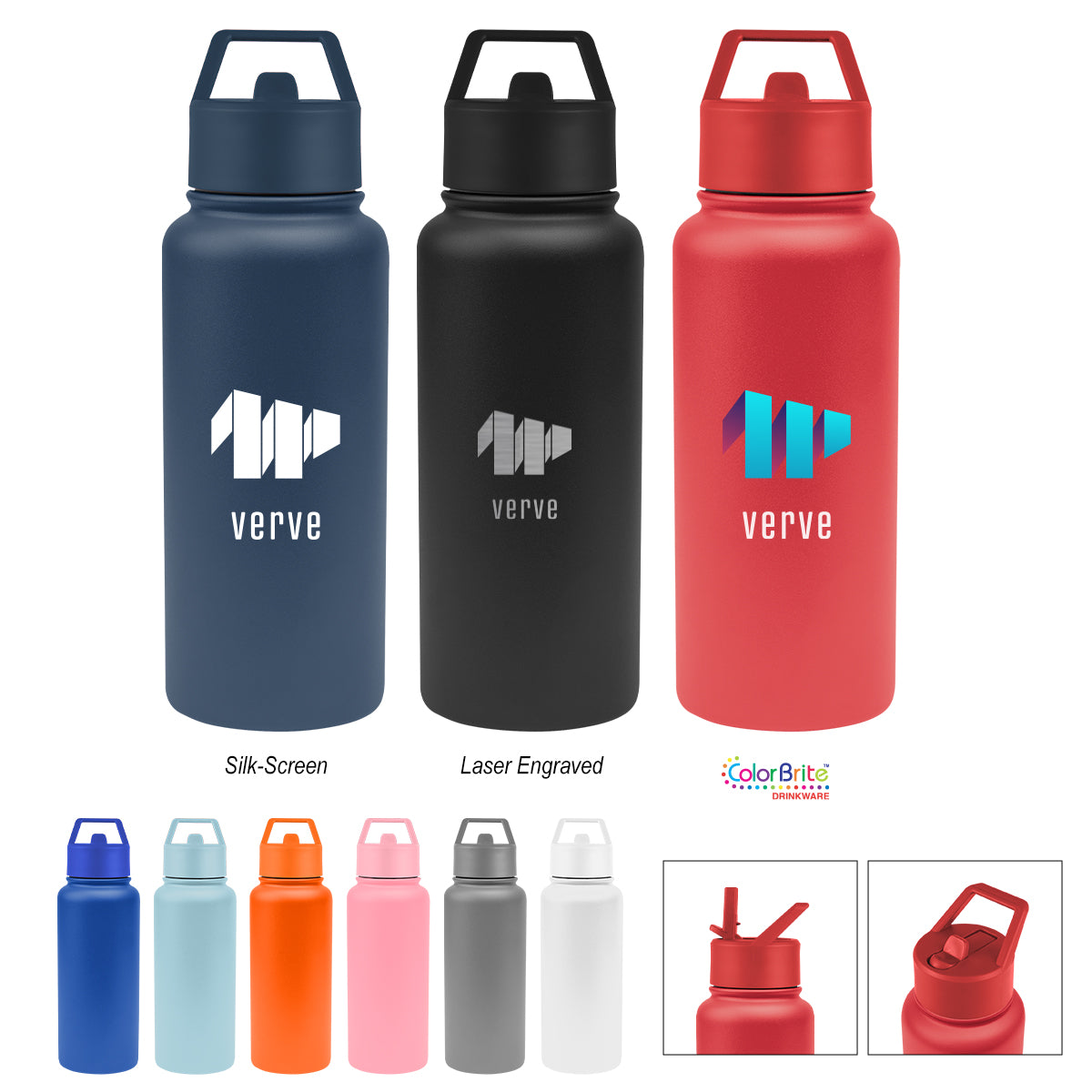 Jasper Recycled Stainless Steel Bottle, 32 oz Laser Engraving