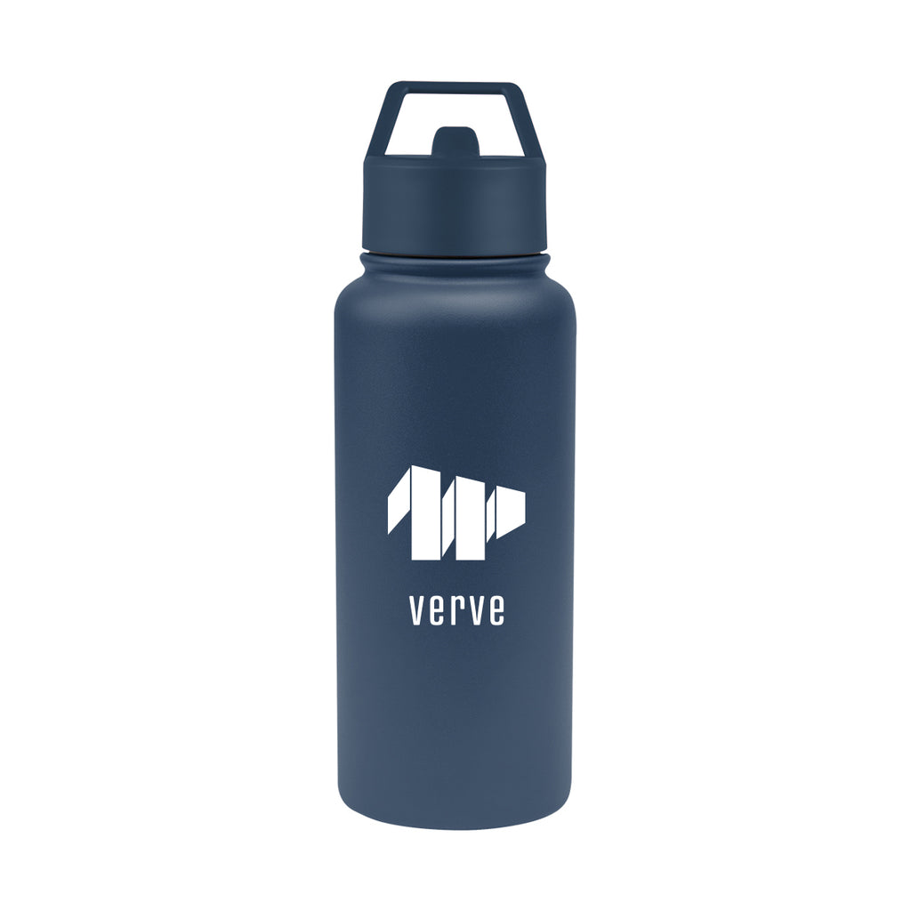 Jasper Recycled Stainless Steel Bottle, 32 oz - Navy - Silk Screen