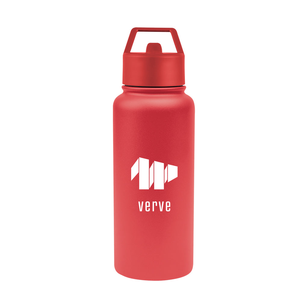 Jasper Recycled Stainless Steel Bottle, 32 oz - Red - Silk Screen